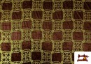 Acheter Tissu en Velours Martelé avec Brodé Médiéval Croix Paillettes couleur Brun