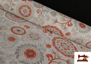 Tissu en Canvas avec Imprimé Mandala Rouge