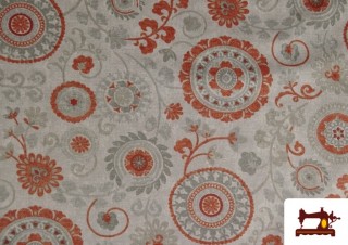 Acheter Tissu en Canvas avec Imprimé Mandala Rouge