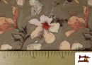 Acheter en ligne Tissu en Viscose Floral de Couleur Beige