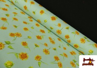 Tissu en Coton Imprimé avec Tournesols