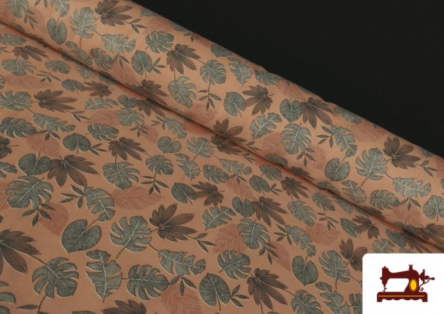 Acheter Tissu en Coton avec Imprimé Tropical couleur Corail