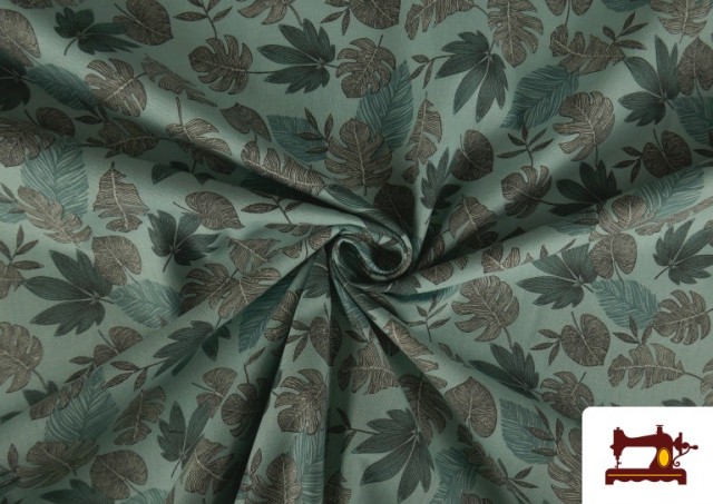 Vente en ligne de Tissu en Coton avec Imprimé Tropical couleur Bleu turquoise