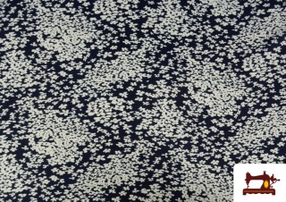 Tissu en Crêpe avec Imprimé Fleurs Blanches