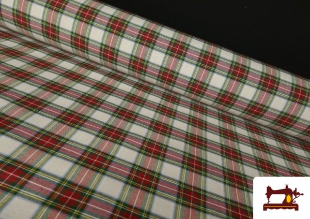 Vente en ligne de Tissu à Carreaux Écossais pour Linge de Table (Largeur 305 cm) couleur Blanc