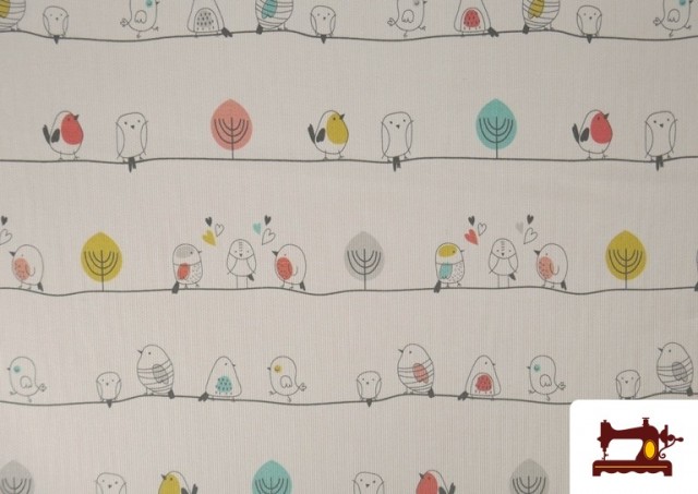 Vente de Tissu Piqué en Coton Imprimé avec Oiseaux