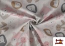 Vente en ligne de Tissu Piqué en Coton Imprimé avec Ours en Peluche couleur Rosé