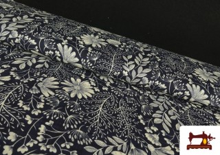 Tissu en Viscose avec Fleurs Sauvages couleur Bleu Marine Tissu en Viscose avec Fleurs Sauvages couleur Bleu Marine