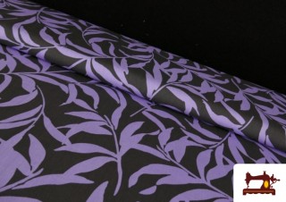 Acheter Tissu en Viscose avec Feuilles couleur Violet Acheter Tissu en Viscose avec Feuilles couleur Violet