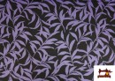 Vente de Tissu en Viscose avec Feuilles couleur Violet