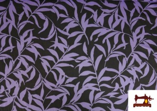 Vente de Tissu en Viscose avec Feuilles couleur Violet Vente de Tissu en Viscose avec Feuilles couleur Violet