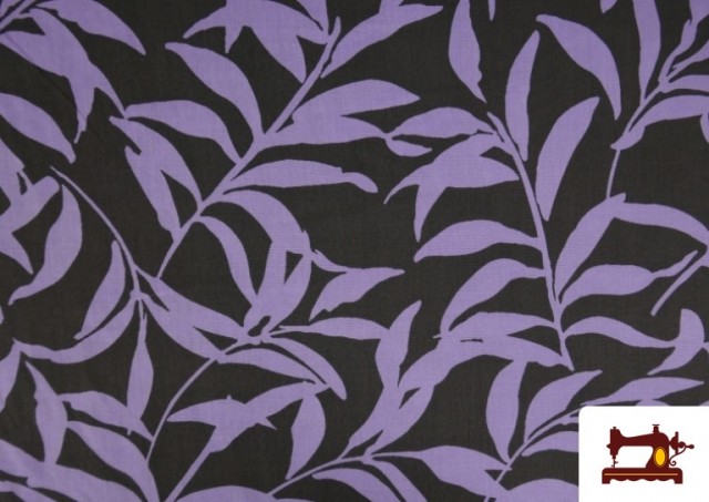 Acheter en ligne Tissu en Viscose avec Feuilles couleur Violet