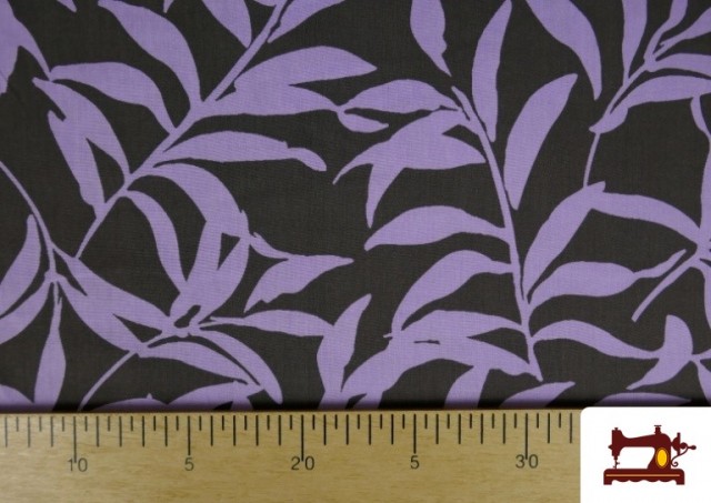 Vente en ligne de Tissu en Viscose avec Feuilles couleur Violet