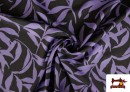 Tissu en Viscose avec Feuilles couleur Violet