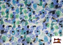 Vente de Tissu en Viscose Imprimé avec Fleurs Aquarelle couleur Bleu