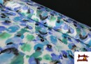 Acheter Tissu en Viscose Imprimé avec Fleurs Aquarelle couleur Bleu