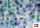 Acheter en ligne Tissu en Viscose Imprimé avec Fleurs Aquarelle couleur Bleu