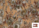 Vente de Tissu Bambula Imprimé avec Fleurs couleur Beige