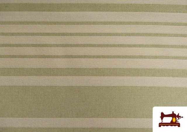 Vente de Tissu en Canvas Panama à Rayures Séparées couleur Vert pistache