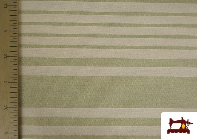 Acheter en ligne Tissu en Canvas Panama à Rayures Séparées couleur Vert pistache