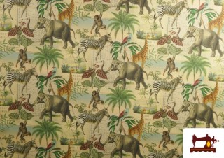 Acheter Tissu en Canvas avec Imprimé Digital Animaux de la Jungle