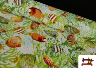 Tissu en Canvas Imprimé avec Poissons pour Décoration