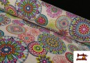 Acheter Tissu en Canvas avec Imprimé Mandala Multicolore