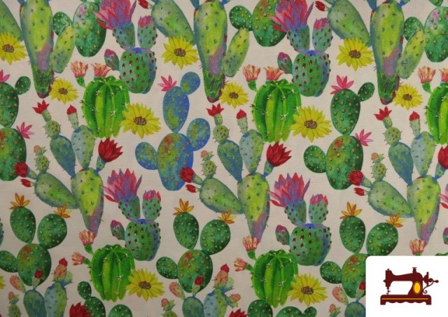Tissu en Canvas Imprimé avec Cactus