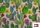 Vente de Tissu en Canvas Imprimé avec Cactus