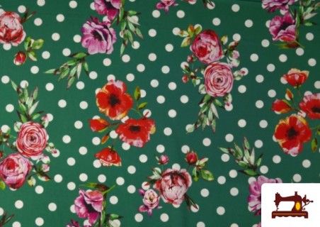 Vente en ligne de copy of Tissu pour Vêtements Flamenco avec Fleurs couleur Vert Bouteille
