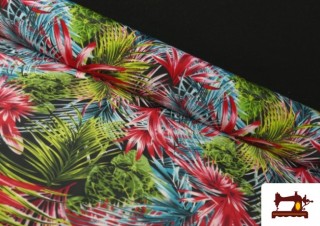 Tissu en Crêpe avec Imprimé Tropical
