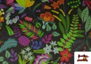 Vente de Tissu en Canvas avec Fleurs Multicolores couleur Noir