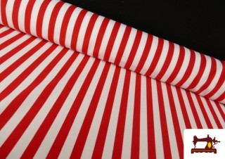 Tissu à Rayures Rouges et Blanches 150 cm