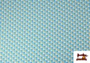 Vente de Tissu en Crêpe avec Imprimé Géométrique couleur Bleu