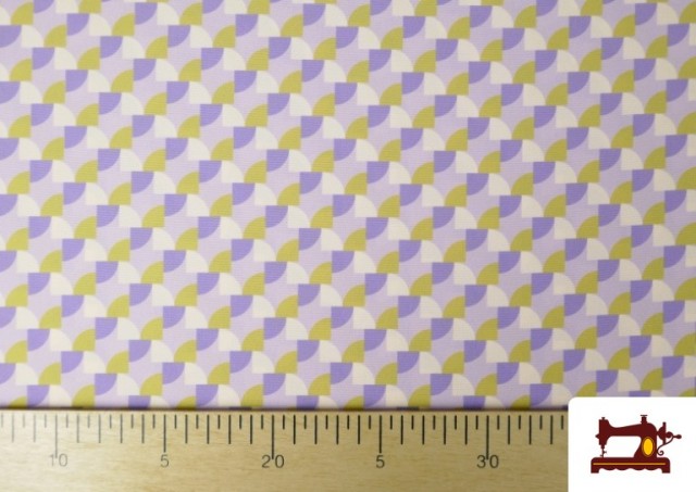 Vente de Tissu en Crêpe avec Imprimé Géométrique couleur Violet