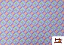 Vente en ligne de Tissu en Crêpe Imprimé avec Losanges couleur Violet