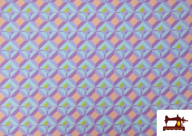 Vente en ligne de Tissu en Crêpe Imprimé avec Losanges couleur Violet