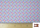 Tissu en Crêpe Imprimé avec Losanges couleur Violet