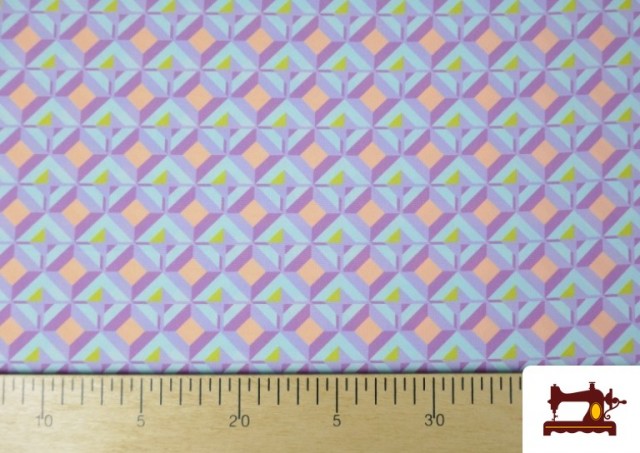 Tissu en Crêpe Imprimé avec Losanges couleur Violet