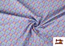 Tissu en Crêpe Imprimé avec Losanges couleur Violet