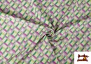 Tissu en Crêpe Imprimé avec Losanges couleur Vert Bouteille