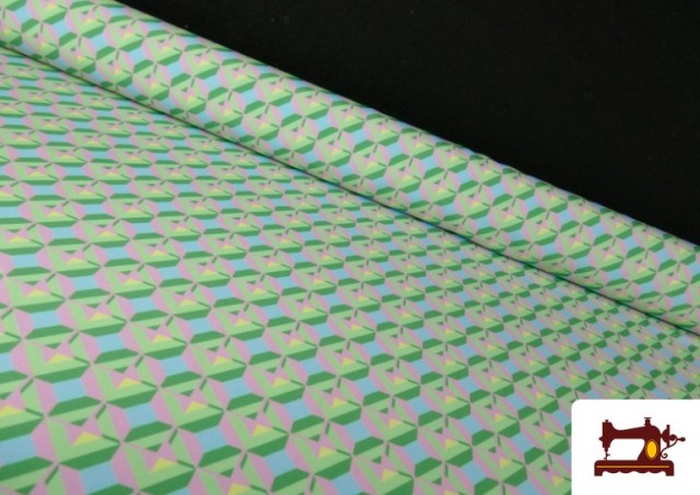Acheter en ligne Tissu en Crêpe Imprimé avec Losanges couleur Rosé
