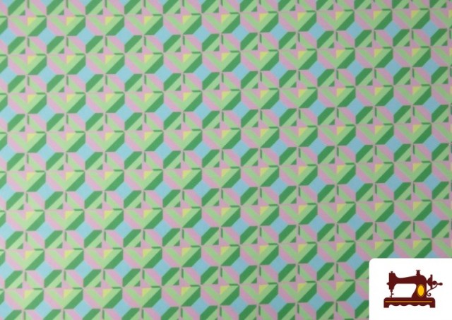 Tissu en Crêpe Imprimé avec Losanges couleur Rosé