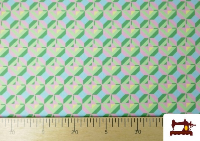 Tissu en Crêpe Imprimé avec Losanges couleur Rosé