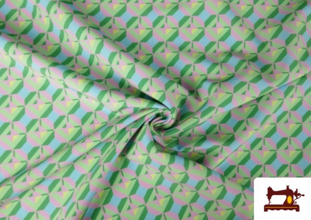 Acheter Tissu en Crêpe Imprimé avec Losanges couleur Rosé