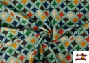 Vente en ligne de Tissu en Crêpe Géométrique Multicolore couleur Orange