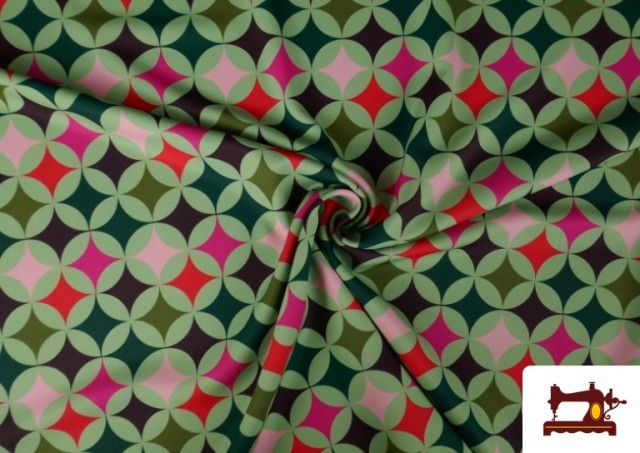 Acheter en ligne Tissu en Crêpe Géométrique Multicolore couleur Rosé