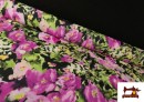 Tissu en Crêpe avec Imprimé Floral Rose