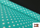 Acheter Tissu en Coton de Couleurs à Pois couleur Bleu turquoise