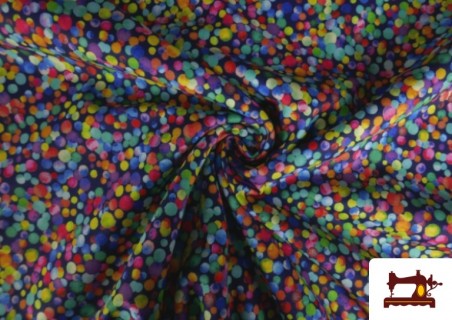 Tissu en Softshell avec Imprimé à Pois Multicolore